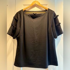 Ann Taylor Black Blouse with Bow Accents